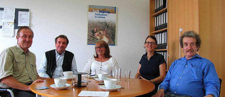 Jan Schimkat und Bernd Heinitz (NABU Sachsen), Petra Köpping (SPD), Susanne Kleiber und Joachim Schruth (NABU Sachsen). NABU Sachsen